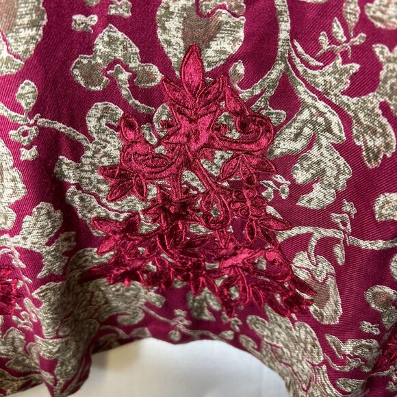 Soft Surroundings Wine Floral Paisley Velvet Embroidered Boho LS Tunic Top Sz L - Picture 8 of 13
